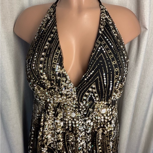 Hello Molly Black and Gold Strapless Maxi Dress - Picture 15 of 16